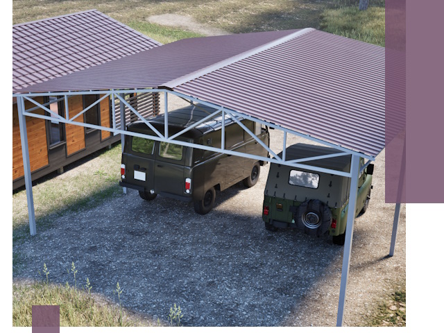 Двускатные навесы под ключ в Сыктывкаре — изготовление и монтаж